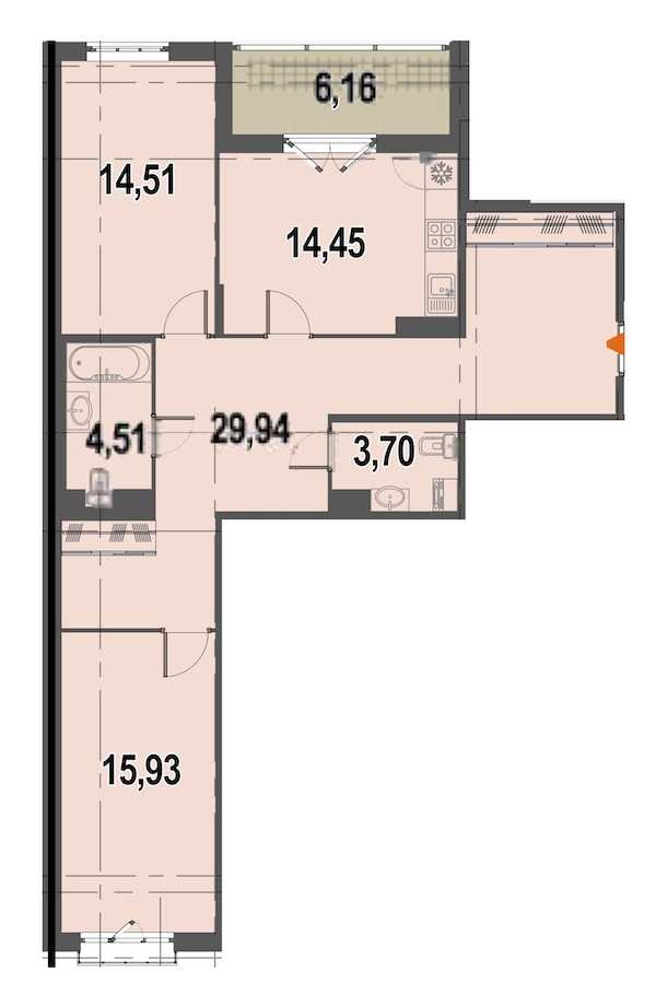 Двухкомнатная квартира в : площадь 85.8 м2 , этаж: 4 - 7 – купить в Санкт-Петербурге